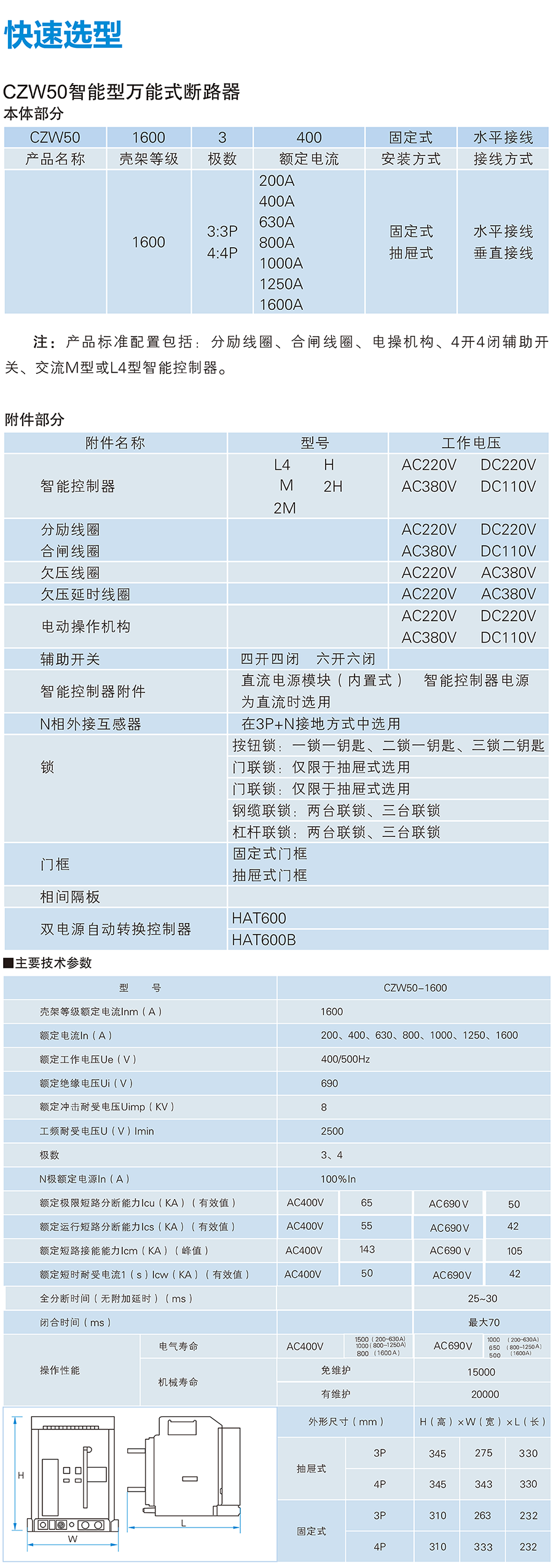 CZW50系列框架斷路器